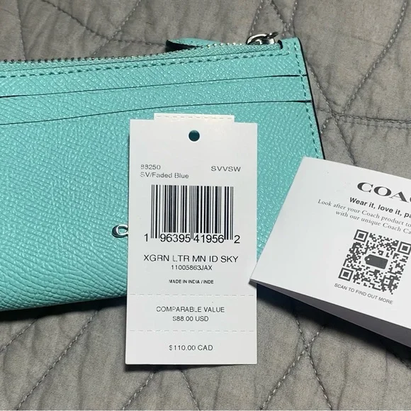 NWT Coach Mini Skinny ID case, Faded Blue - Picture 4 of 8